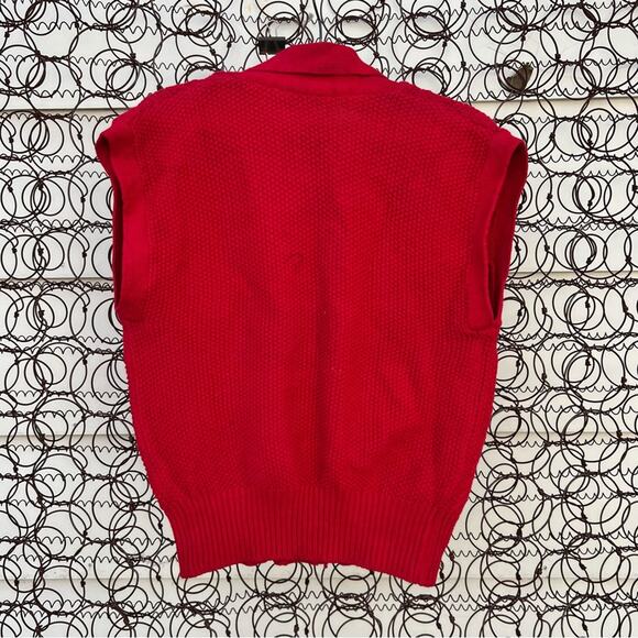 Vintage RUSS red cable knit double breasted sweater vest SM - Picture 3 of 4